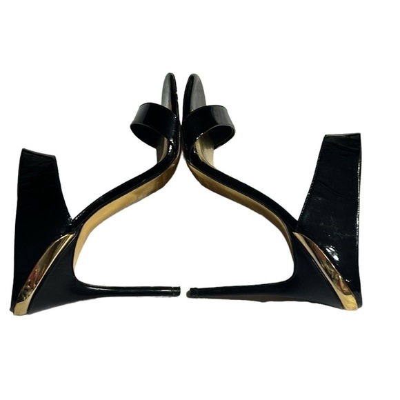 TED BAKER Chablise high shine  gloss black patent leather stiletto sandal mules - Picture 6 of 15